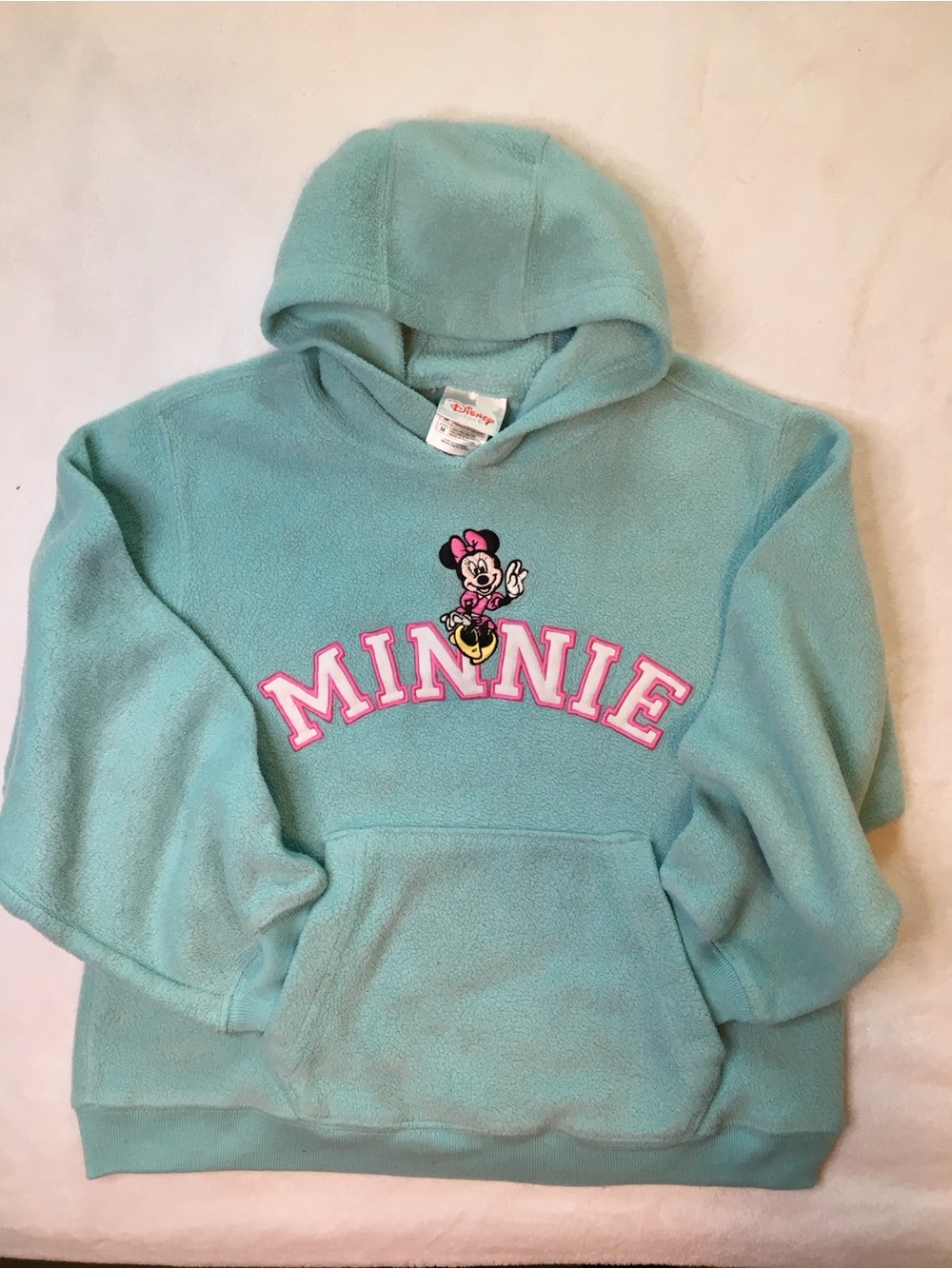 Disney Minnie Aqua Hooded Fleece Sweatshirt with Pink Accents